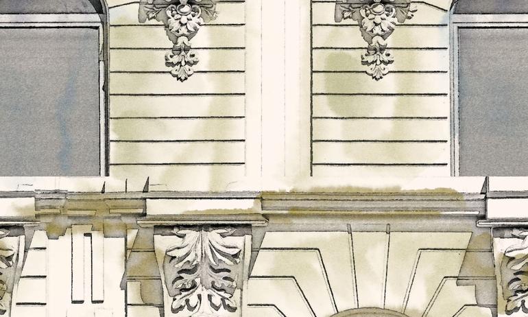 Paris facade wall mural wallpaper | ExtraWall large fragment photo