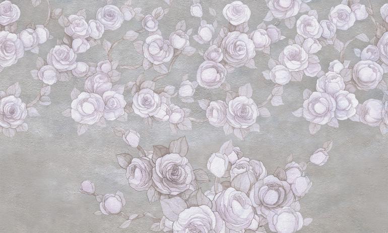 Light watercolor roses wall mural wallpaper | ExtraWall