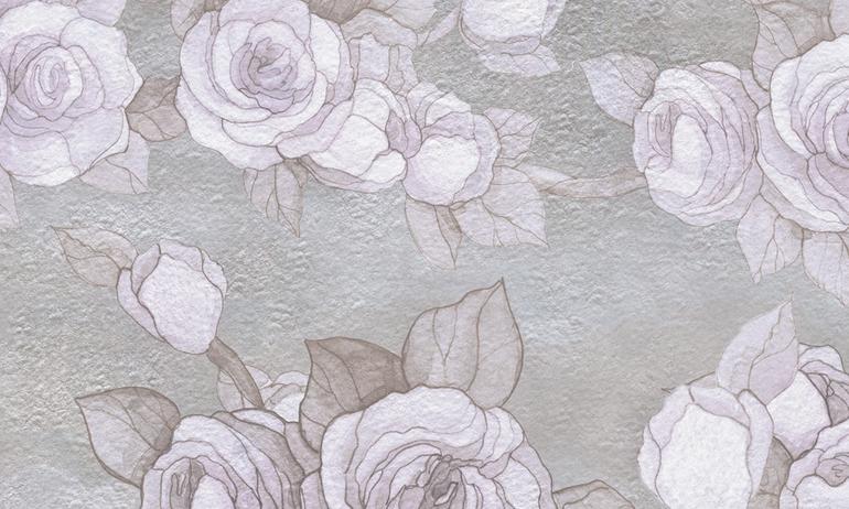 Light watercolor roses wall mural wallpaper | ExtraWall large fragment photo
