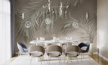 Peacock feathers wall mural wallpaper | ExtraWall