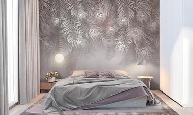 Peacock light feathers wall mural wallpaper | ExtraWall