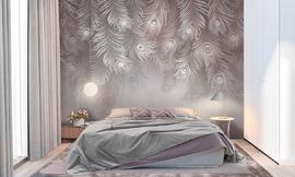 Peacock light feathers wall mural wallpaper | ExtraWall