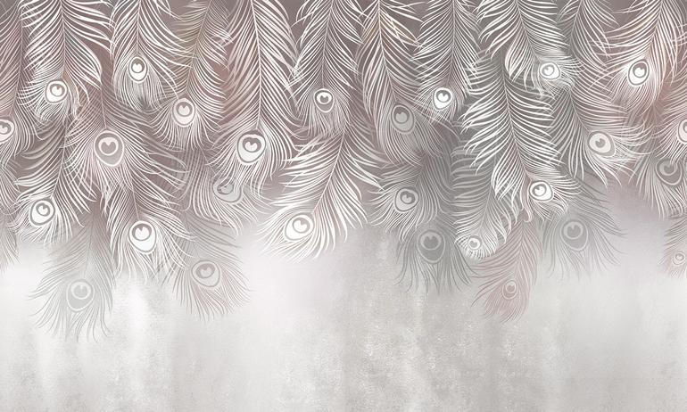 Peacock light feathers wall mural wallpaper | ExtraWall