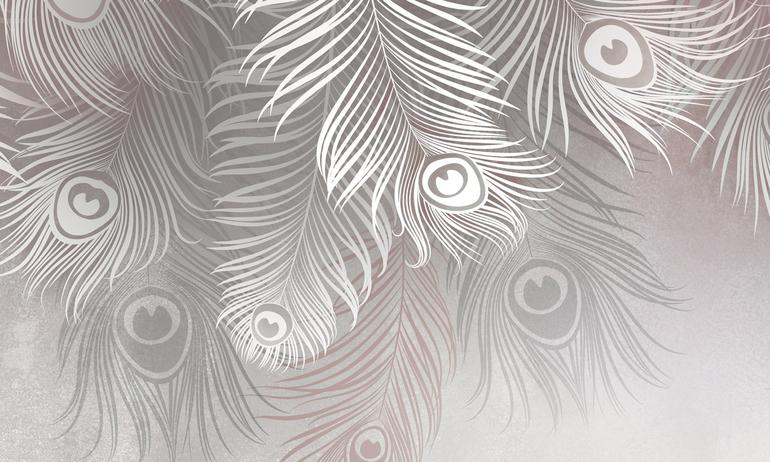 Peacock light feathers wall mural wallpaper | ExtraWall large fragment photo