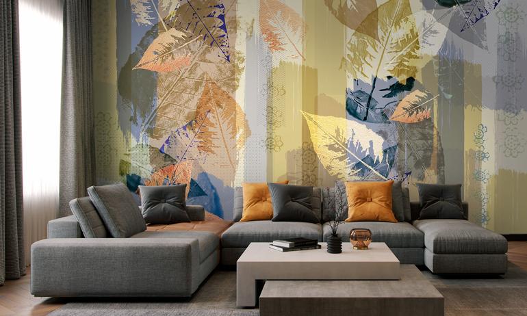 Leaves wall mural wallpaper | ExtraWall photo in smome beautiful interior