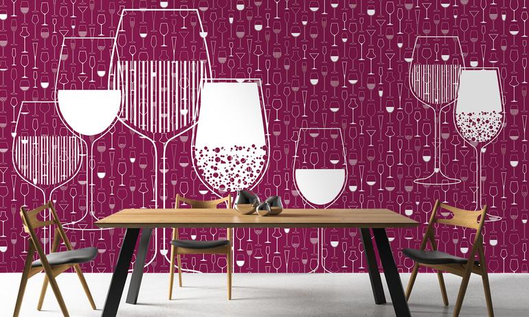 Wine Glasses wall mural wallpaper | ExtraWall photo in smome beautiful interior