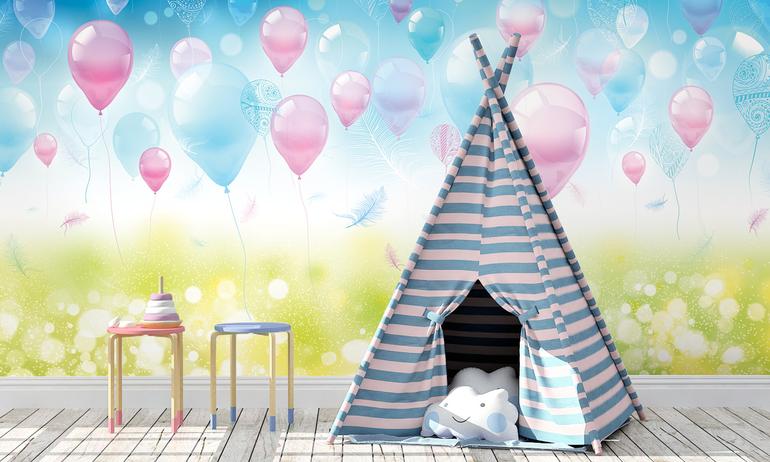 Holiday Bubbles wall mural wallpaper | ExtraWall photo in smome beautiful interior