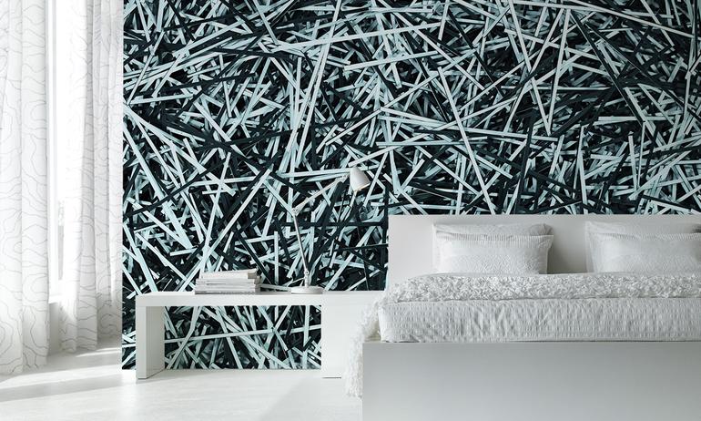 3d black-white stripes wallmural | ExtraWall photo in an interior