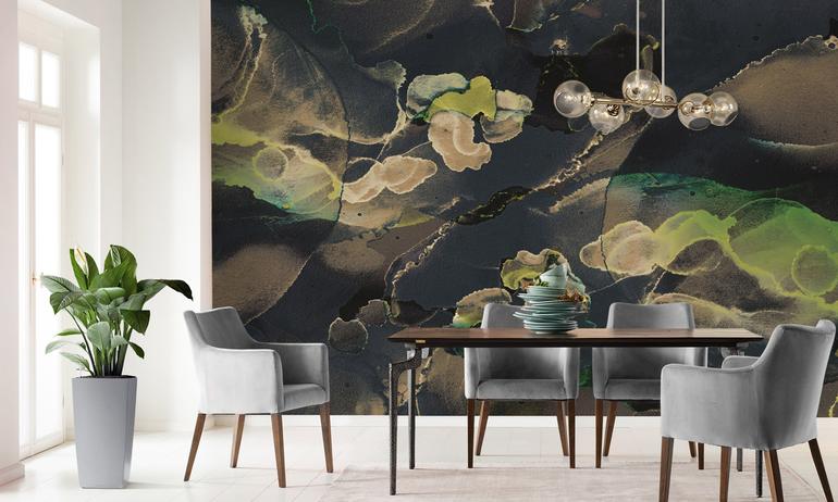 Abstract alcohol ink dark wallmural | ExtraWall photo in an interior