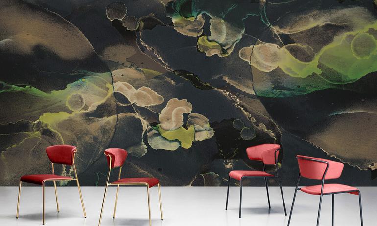 Abstract alcohol ink dark wallmural | ExtraWall photo in smome beautiful interior